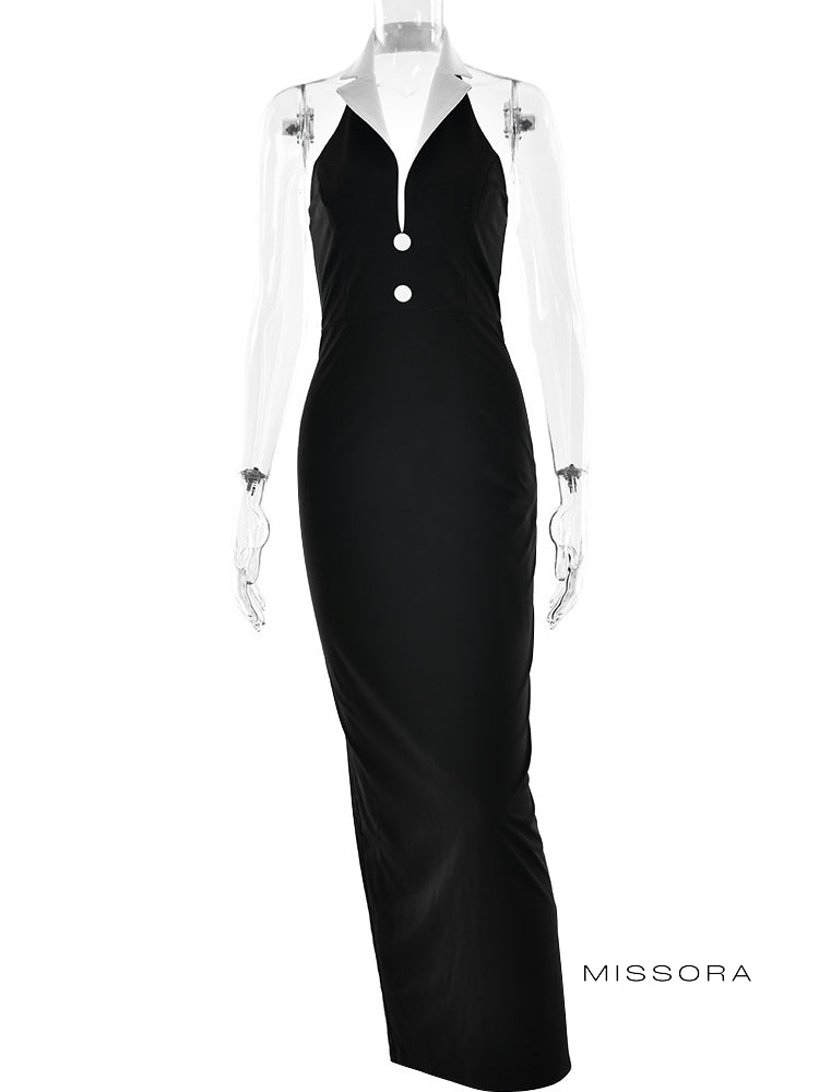 Kingsley Halter Yırtmaçlı Elbise [R87W27R6]