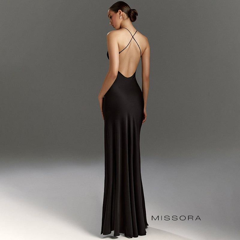 Kira Askılı Yırtmaçlı Maksi Elbise [RB5ZELQY]