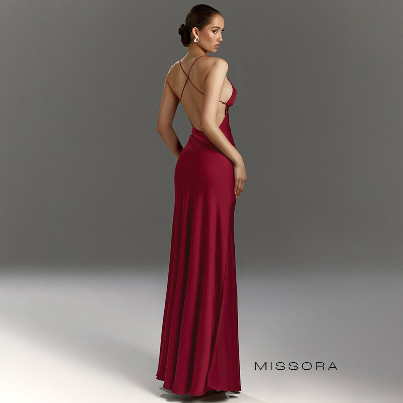 Kira Askılı Yırtmaçlı Maksi Elbise [DWEF5IHO]