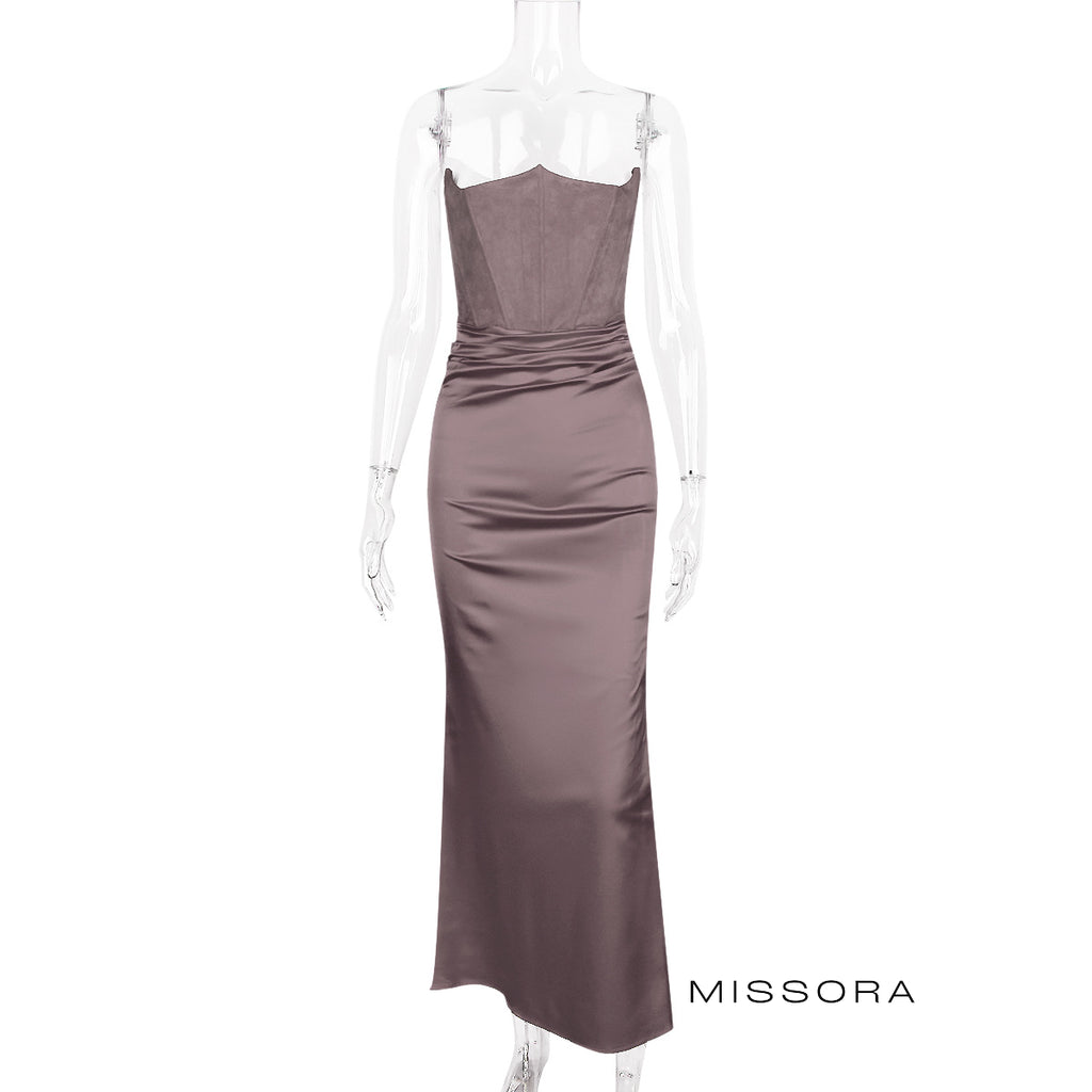 Lanae Kadife Saten Abiye Elbise [E369IJCE]