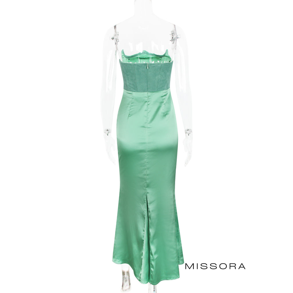 Lanae Kadife Saten Abiye Elbise [U4KYQTHI]