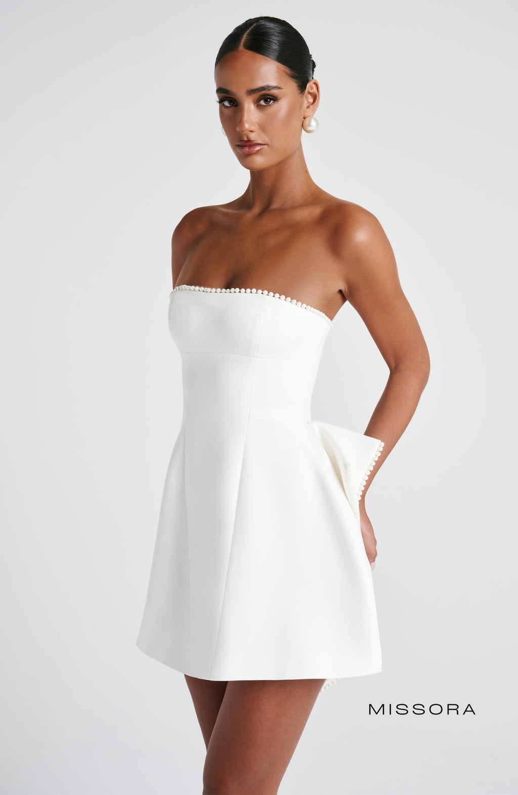 Missora Lea Pearl Trim Bubble Mini Dress