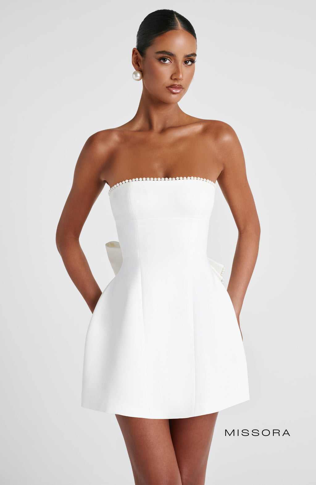 Missora Lea Pearl Trim Bubble Mini Dress