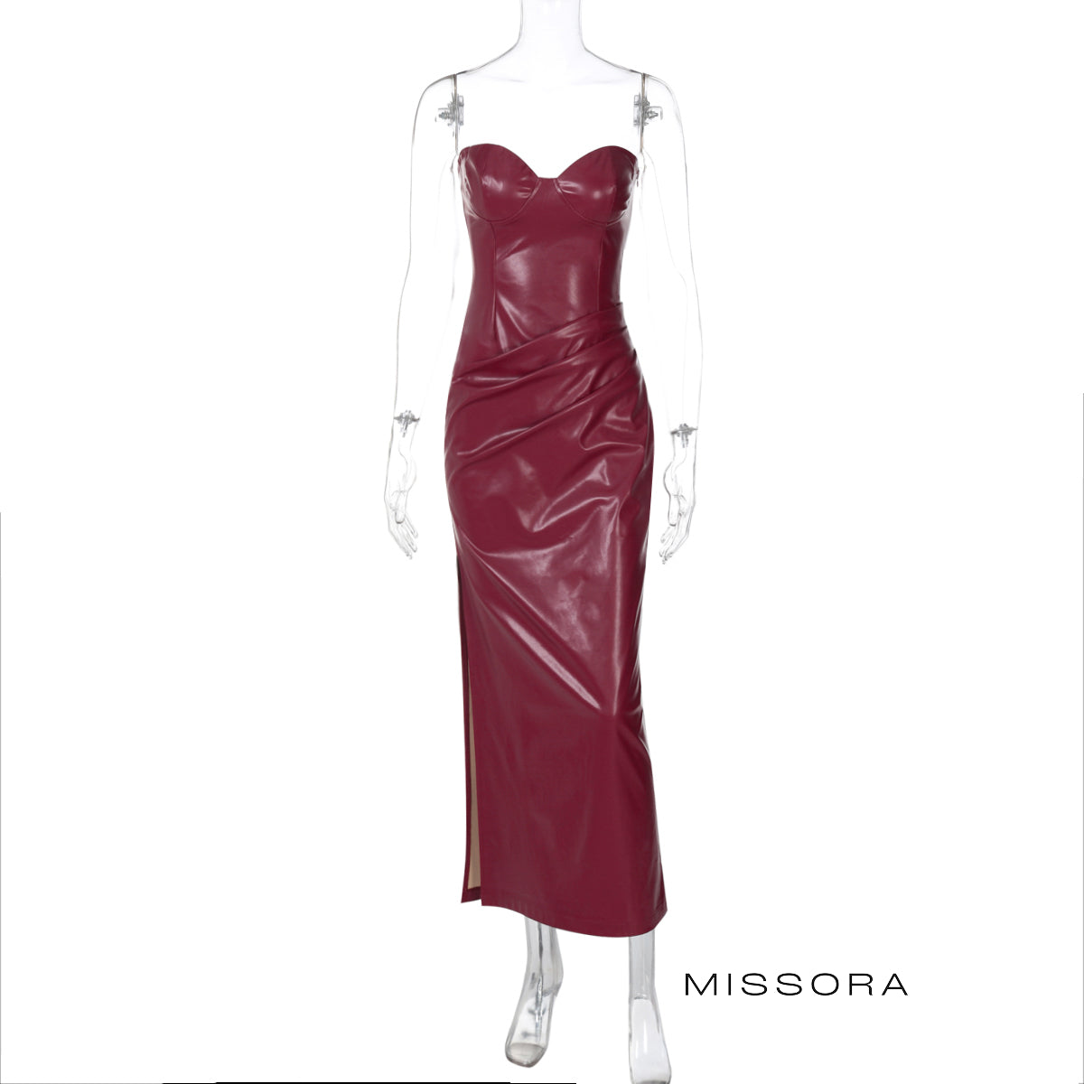 Leandra Straplez Büzgülü Elbise [V9IEQZXF]