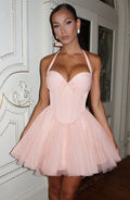 Missora Leelah Tulle Corset Mini Dress - Soft Peach