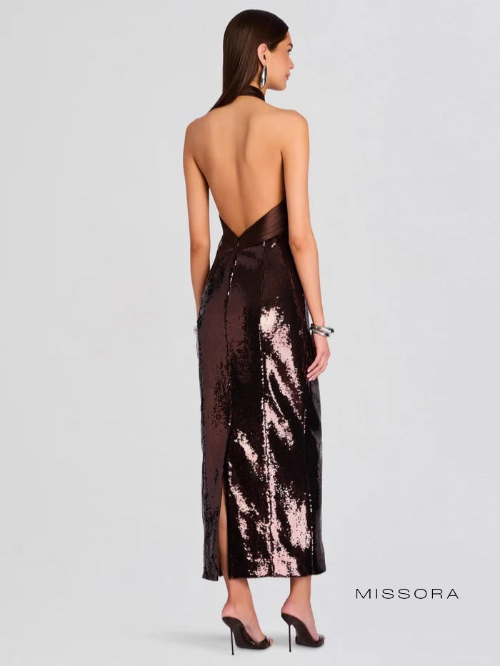 Lexi Pul Payetli Halter Elbise [EDVBUF8A]