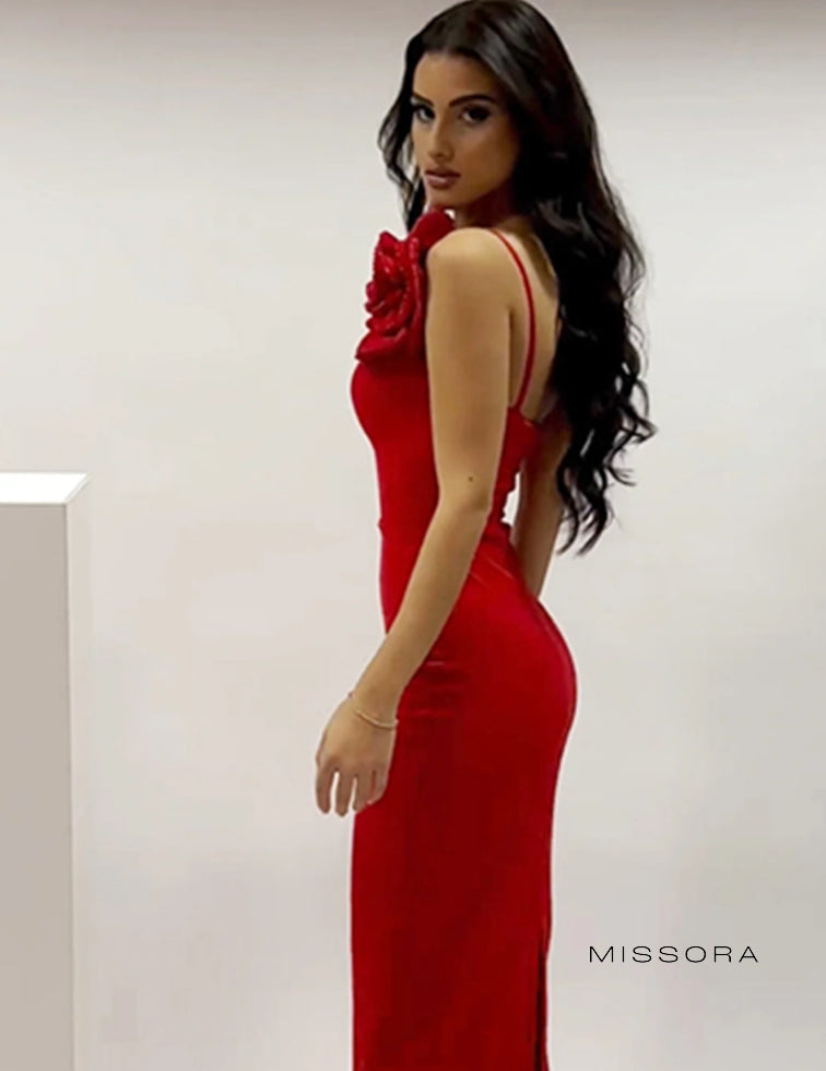 Lilli Tek Omuzlu Taşlı Midi Elbise [78K5T61Y]