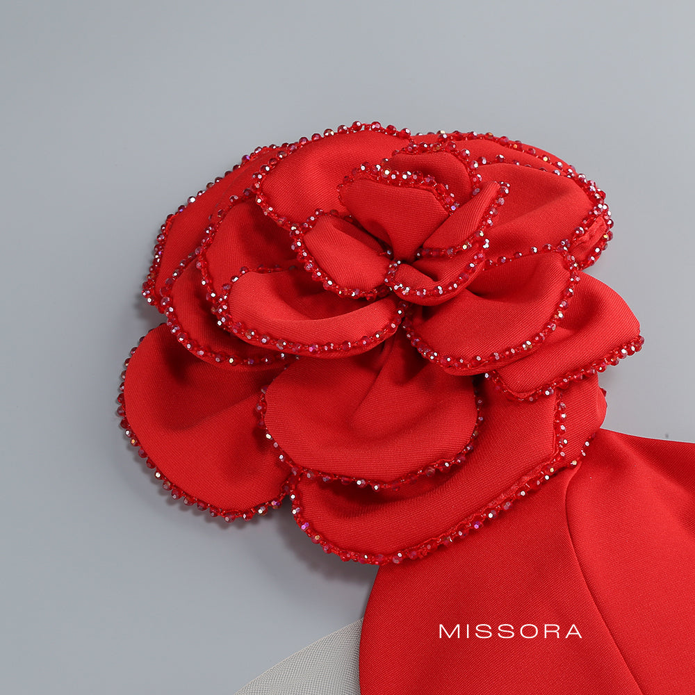 Lilli Tek Omuzlu Taşlı Midi Elbise [3S9SWMTG]