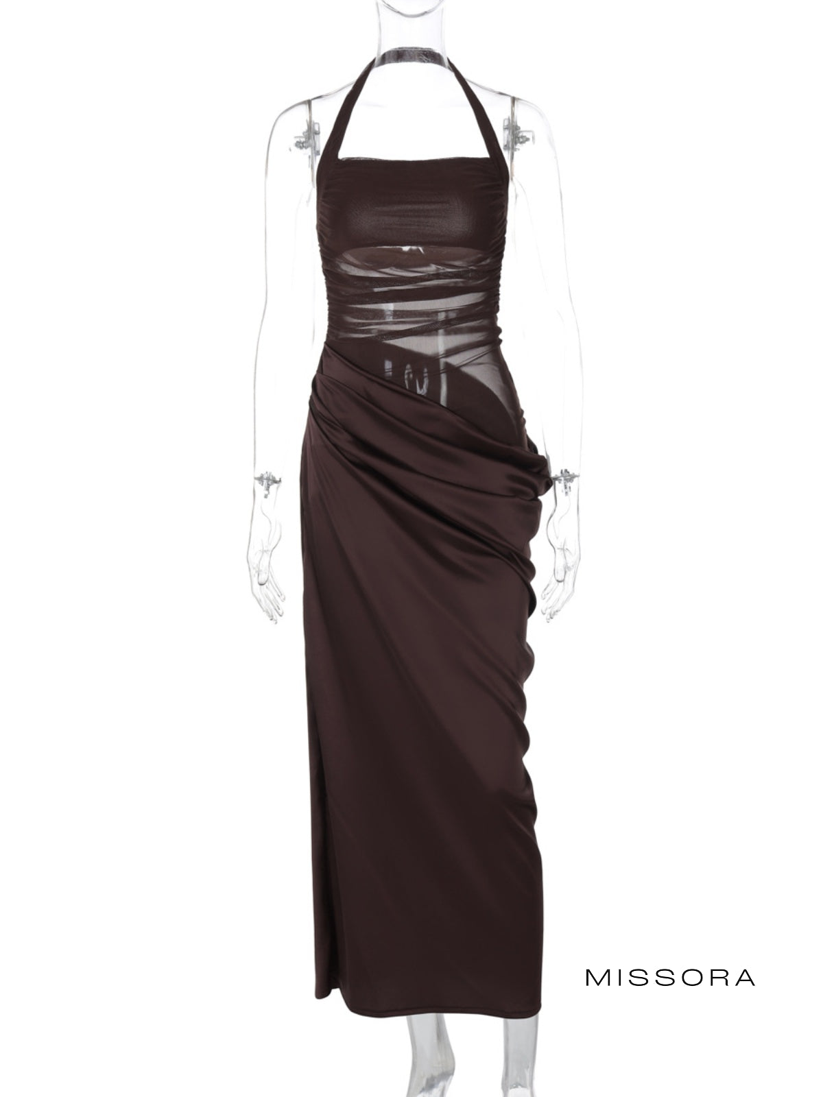 Mabry Pliseli Halter Maxi Elbise [E9CNOWOD]