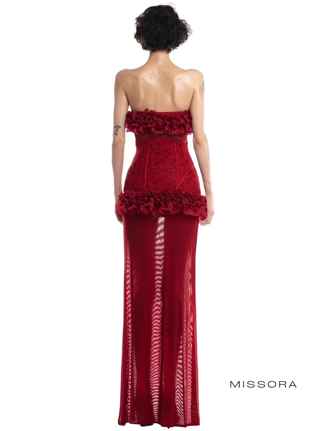 Maizee Straplez Gül Mini Elbise [5WWNF2U4]