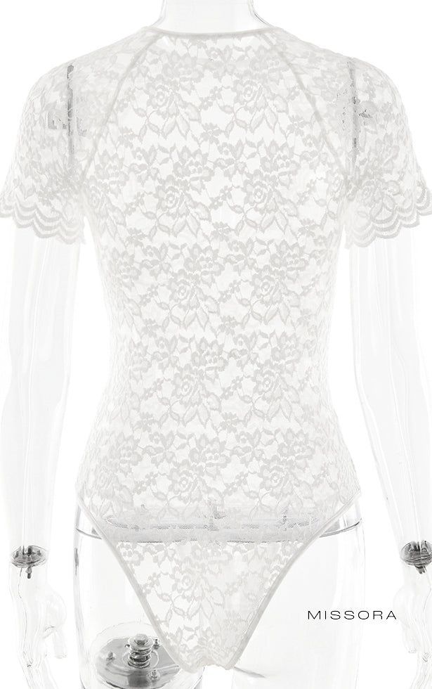 Maizy Dantel Kısa Kollu Bodysuit [NO02PNLQ]