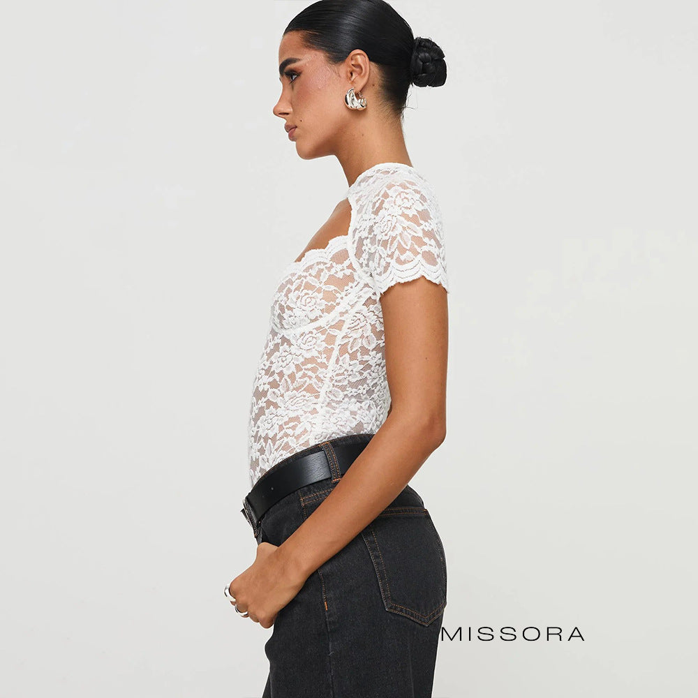 Maizy Dantel Kısa Kollu Bodysuit [K9FD3PQF]