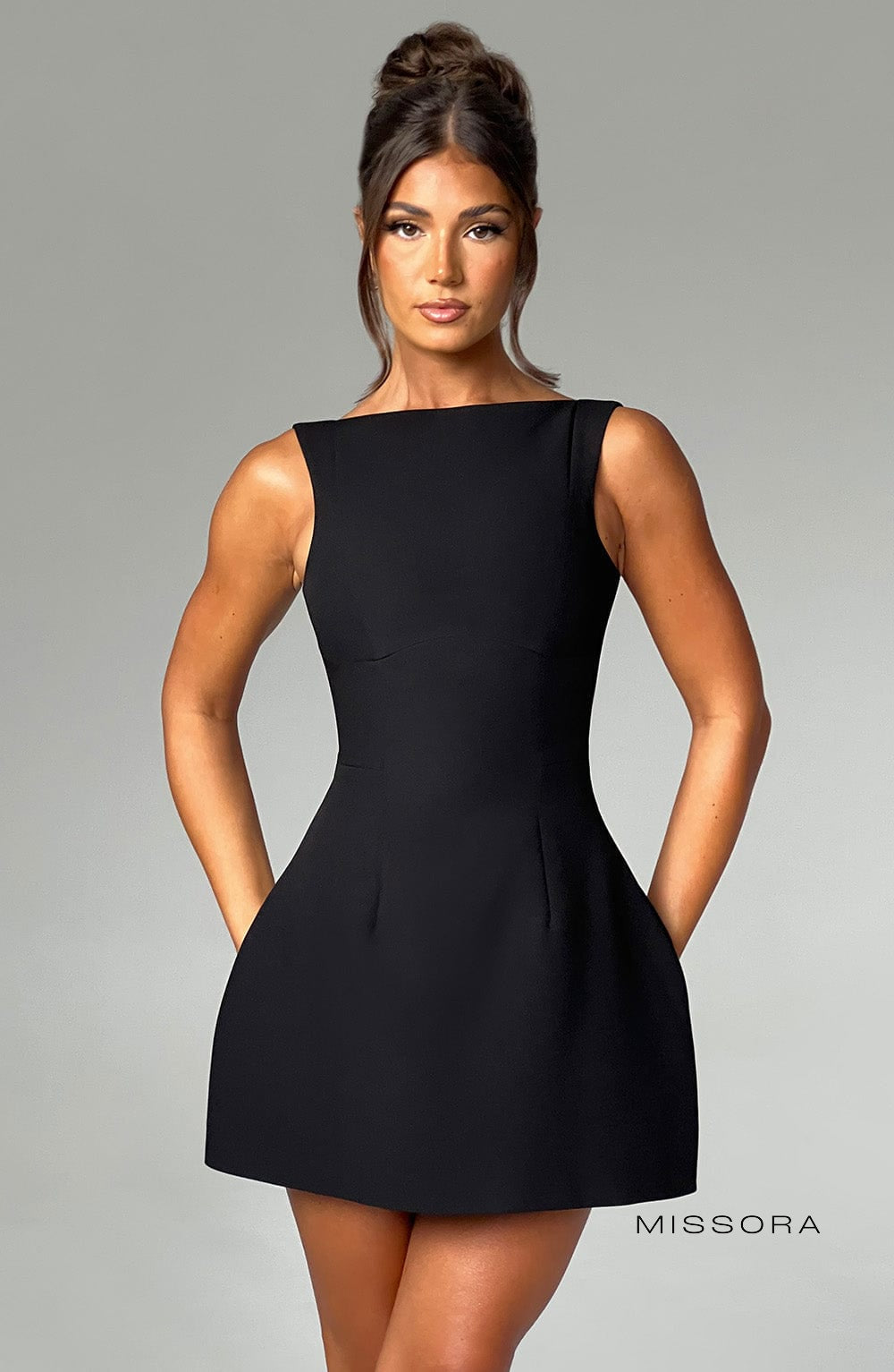 Missora Malaika Voluminous Bubble Mini Dress - Black