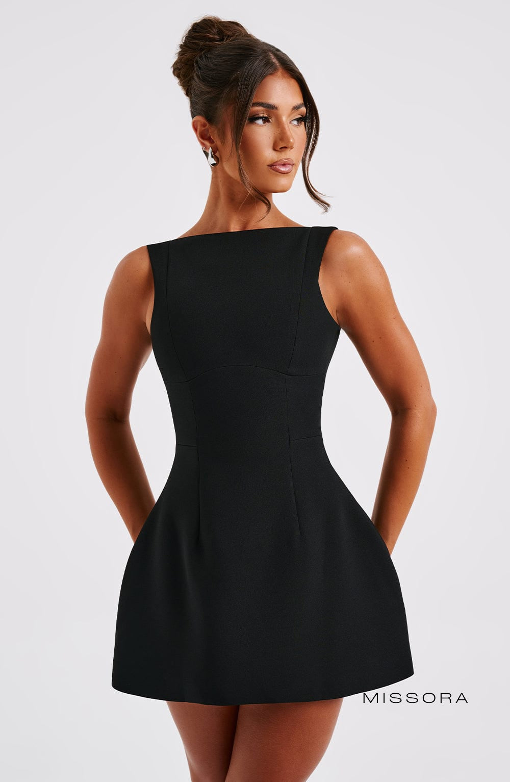 Missora Malaika Voluminous Bubble Mini Dress - Black