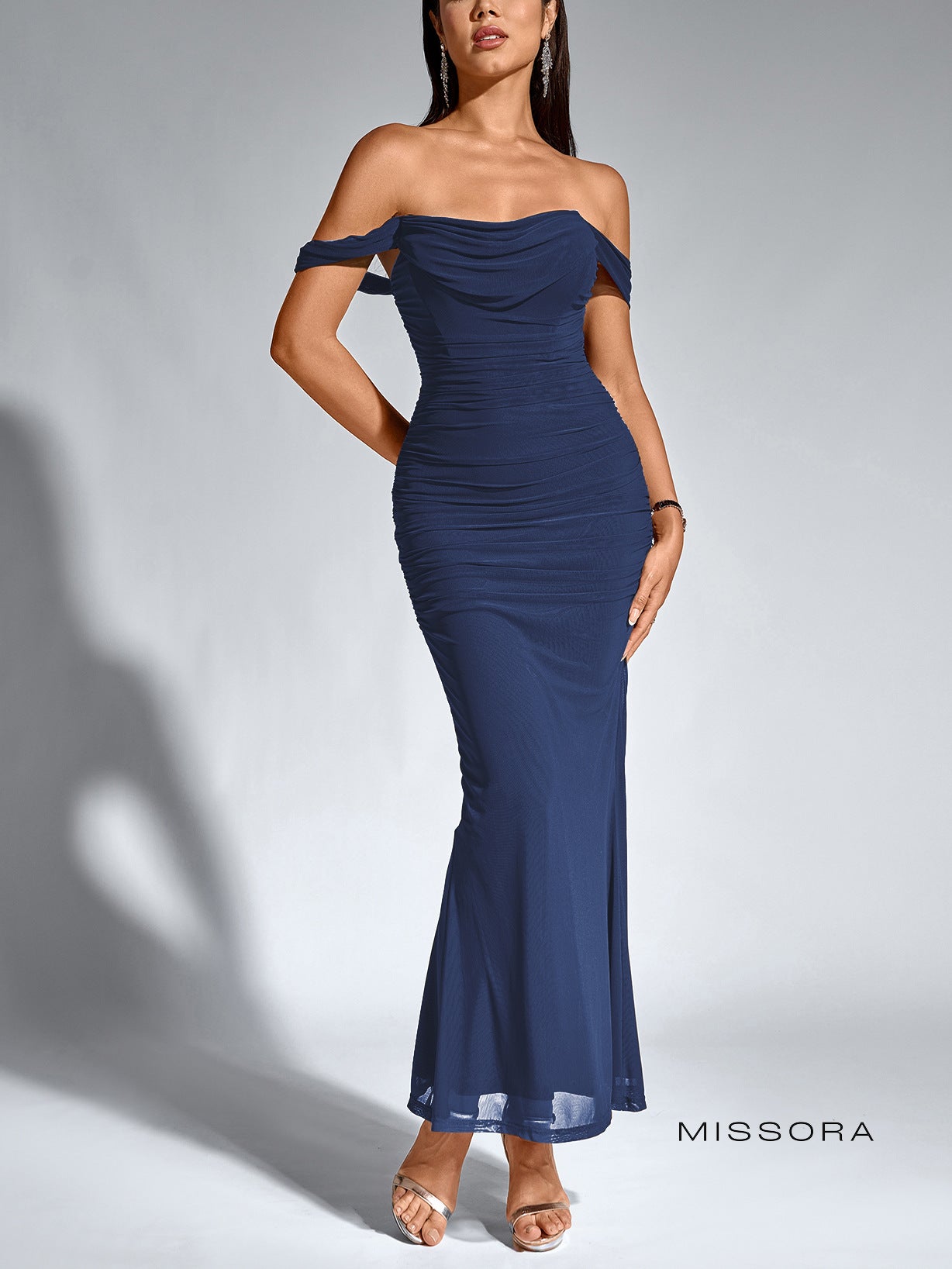 Maleena Büzgülü Fileli Midi Elbise [YJ62OUCO]