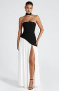 Missora Maliyah Chiffon Slit Maxi Dress - Black/White