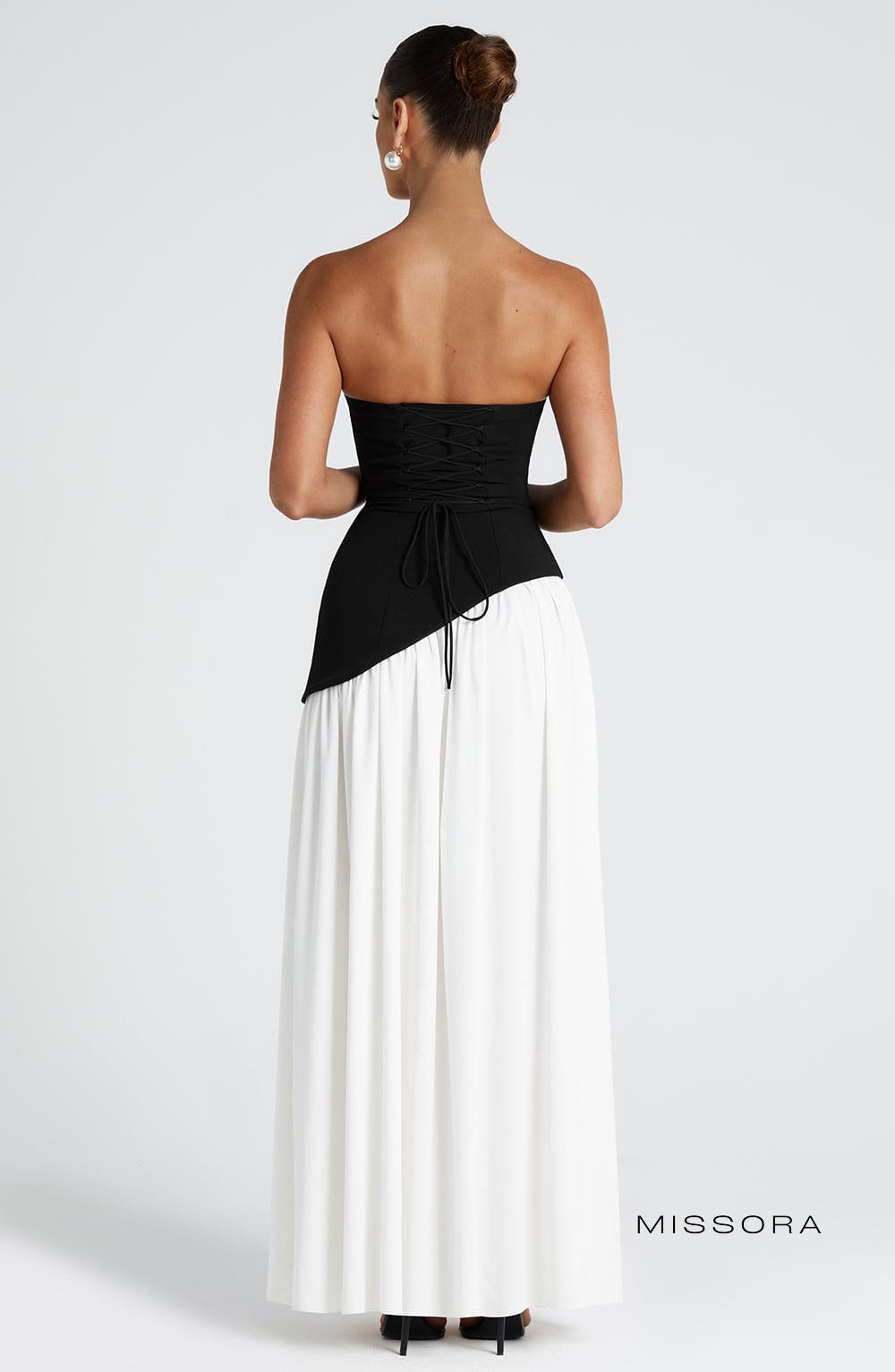 Missora Maliyah Chiffon Slit Maxi Dress - Black/White