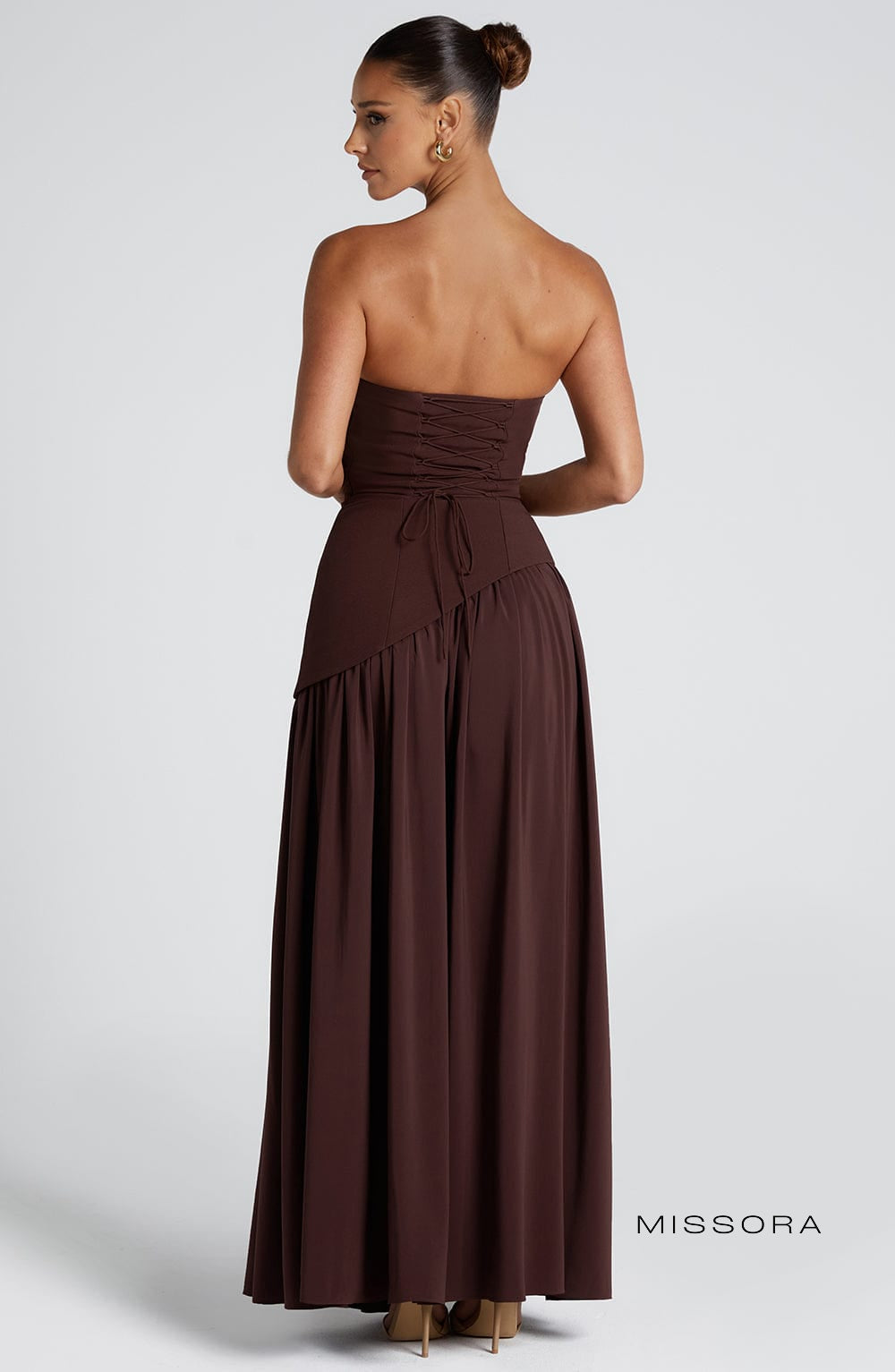 Missora Maliyah Chiffon Slit Maxi Dress - Plum Brown