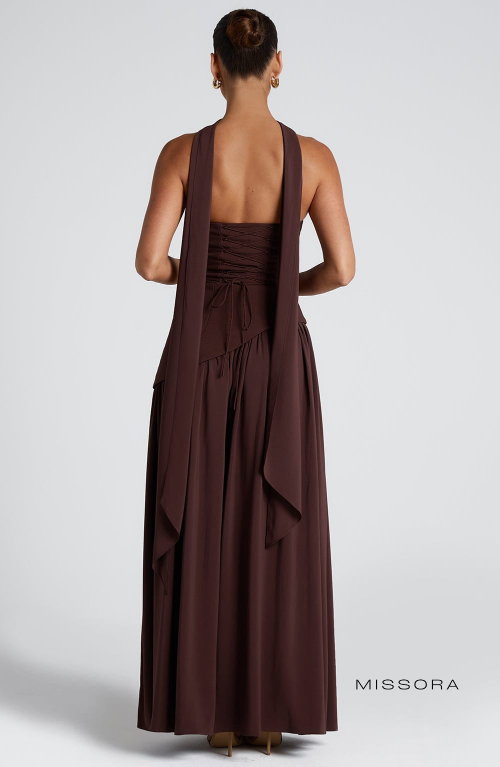 Missora Maliyah Chiffon Slit Maxi Dress - Plum Brown