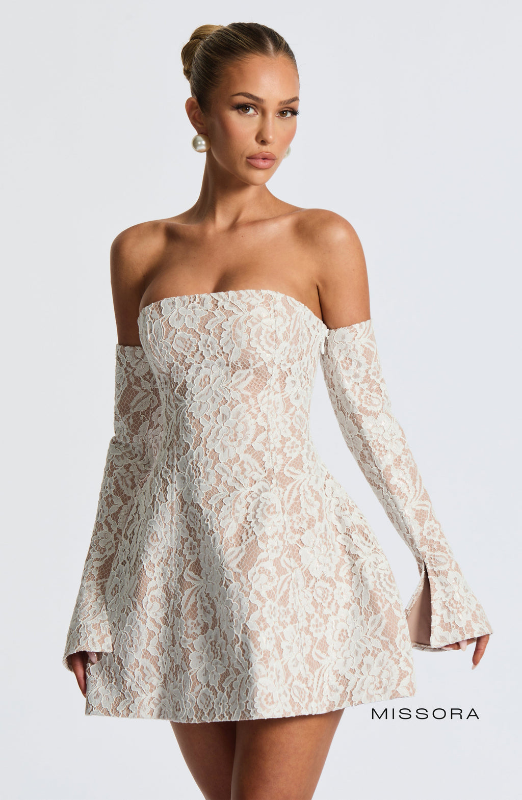 Missora Marlie Strapless Lace Mini Dress
