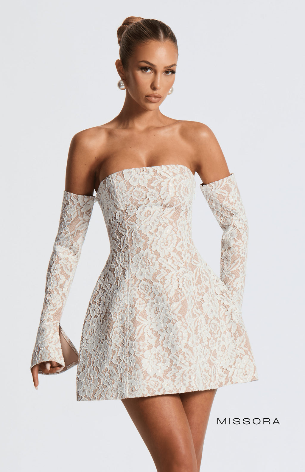 Missora Marlie Strapless Lace Mini Dress
