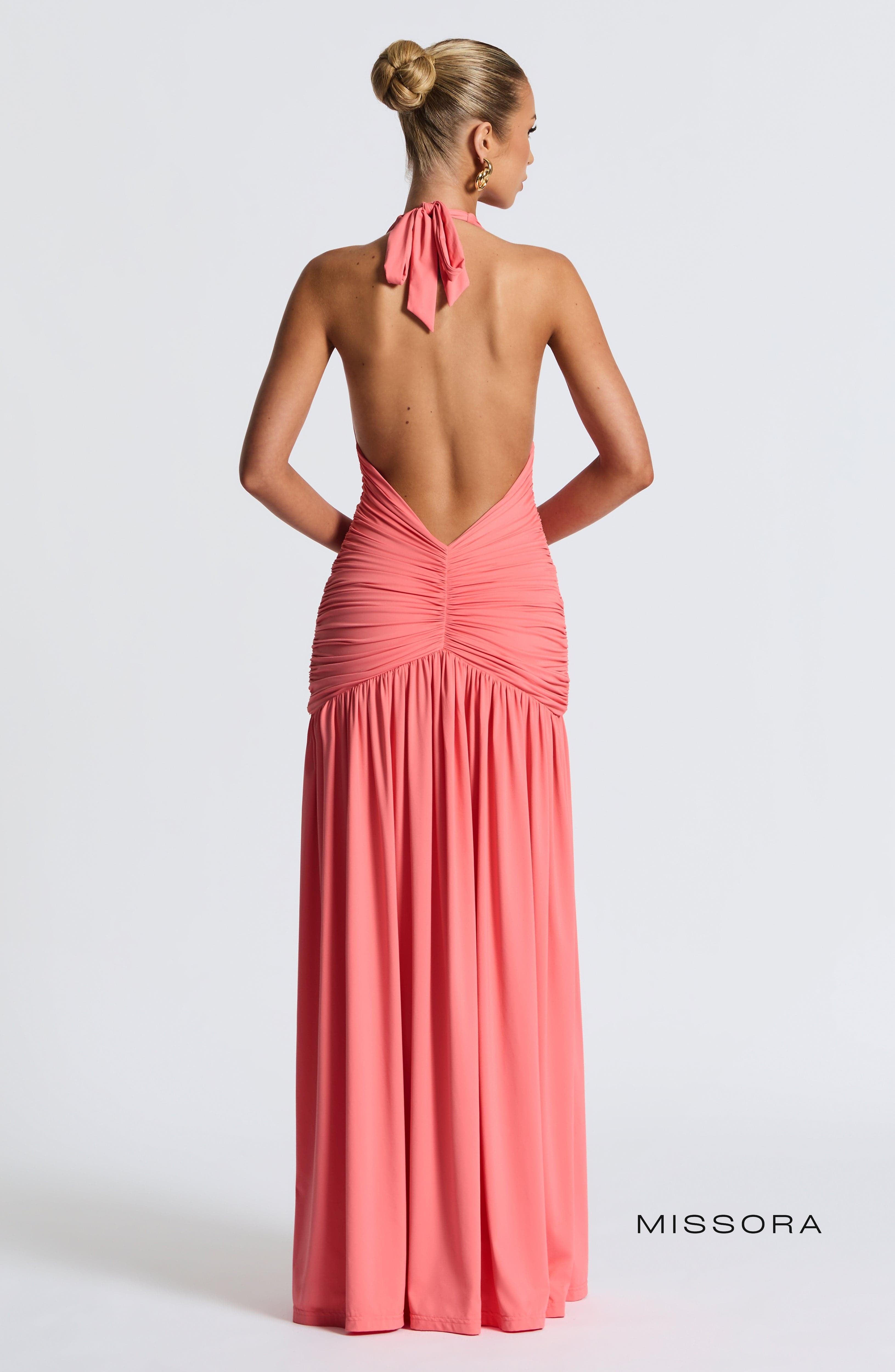 Missora Melania Ruched Slit Maxi Dress