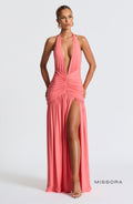 Missora Melania Ruched Slit Maxi Dress