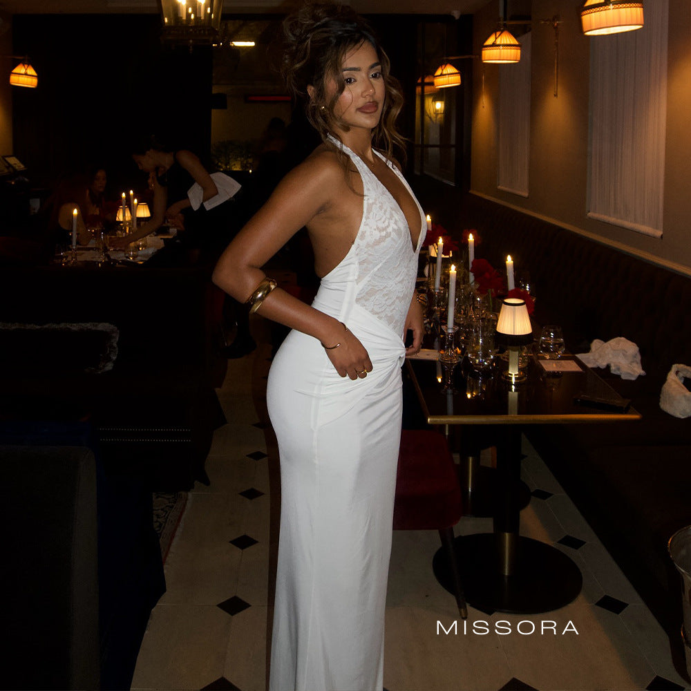 Moxie Halter Büzgülü Balıkçı Elbise [KFVDHPHC]