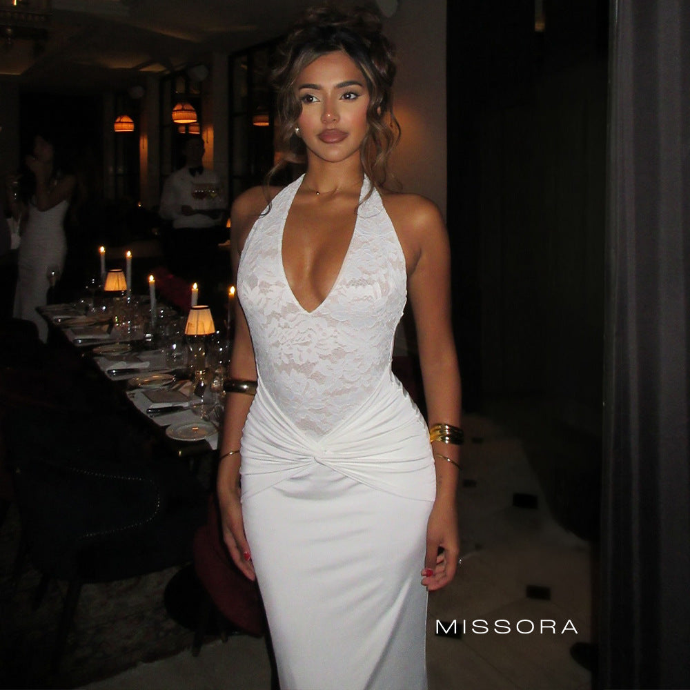 Moxie Halter Büzgülü Balıkçı Elbise [VLAUMQ2K]