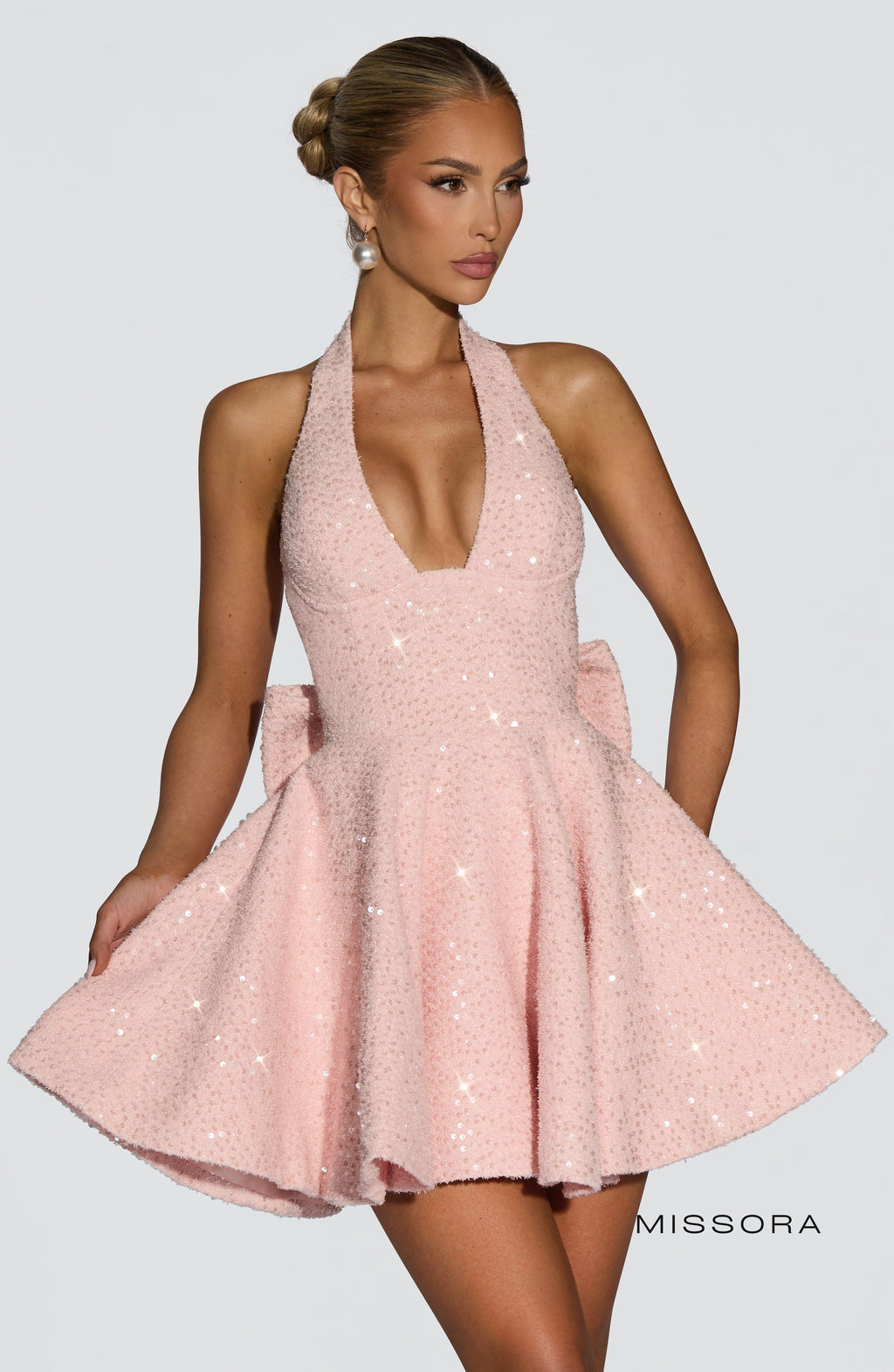 Missora Novalie Sequin Tweed Mini Dress