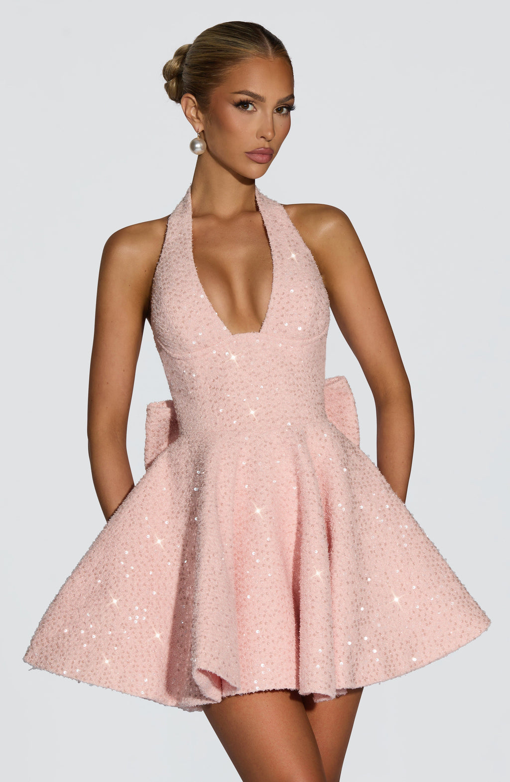 Missora Novalie Sequin Tweed Mini Dress