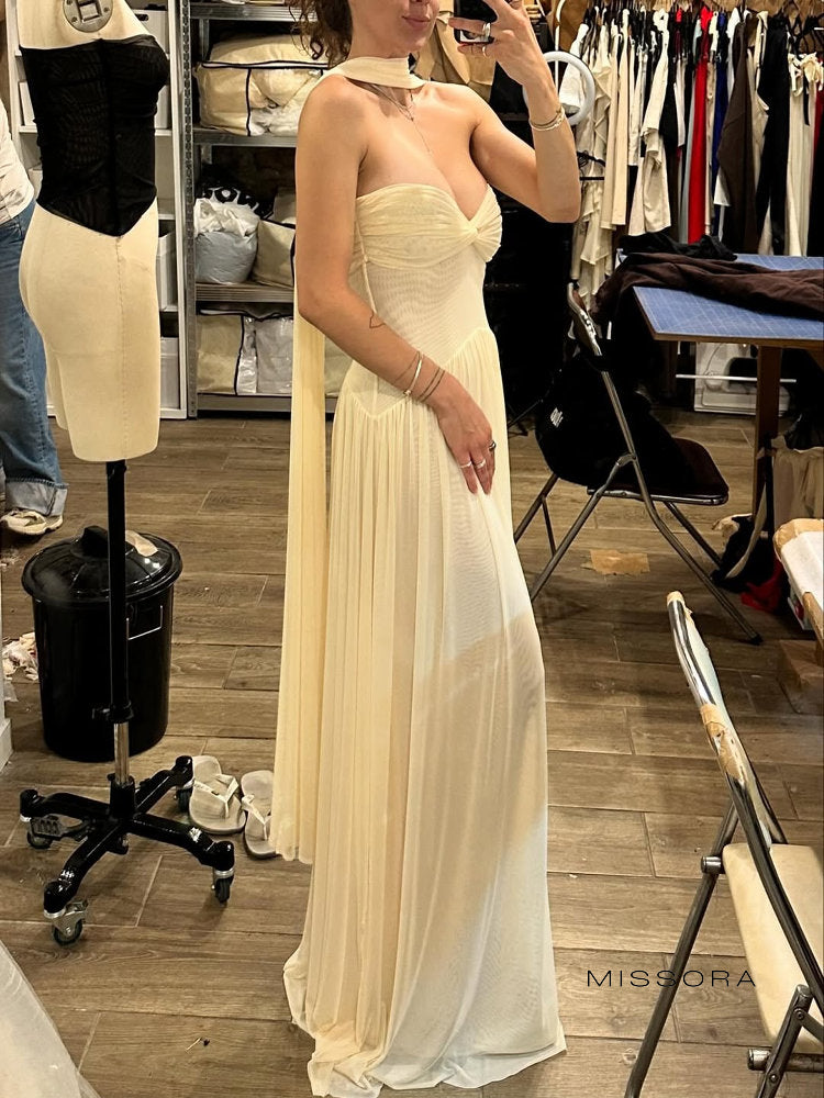 Novalynn Straplez Tül Elbise [SGRDJUDW]