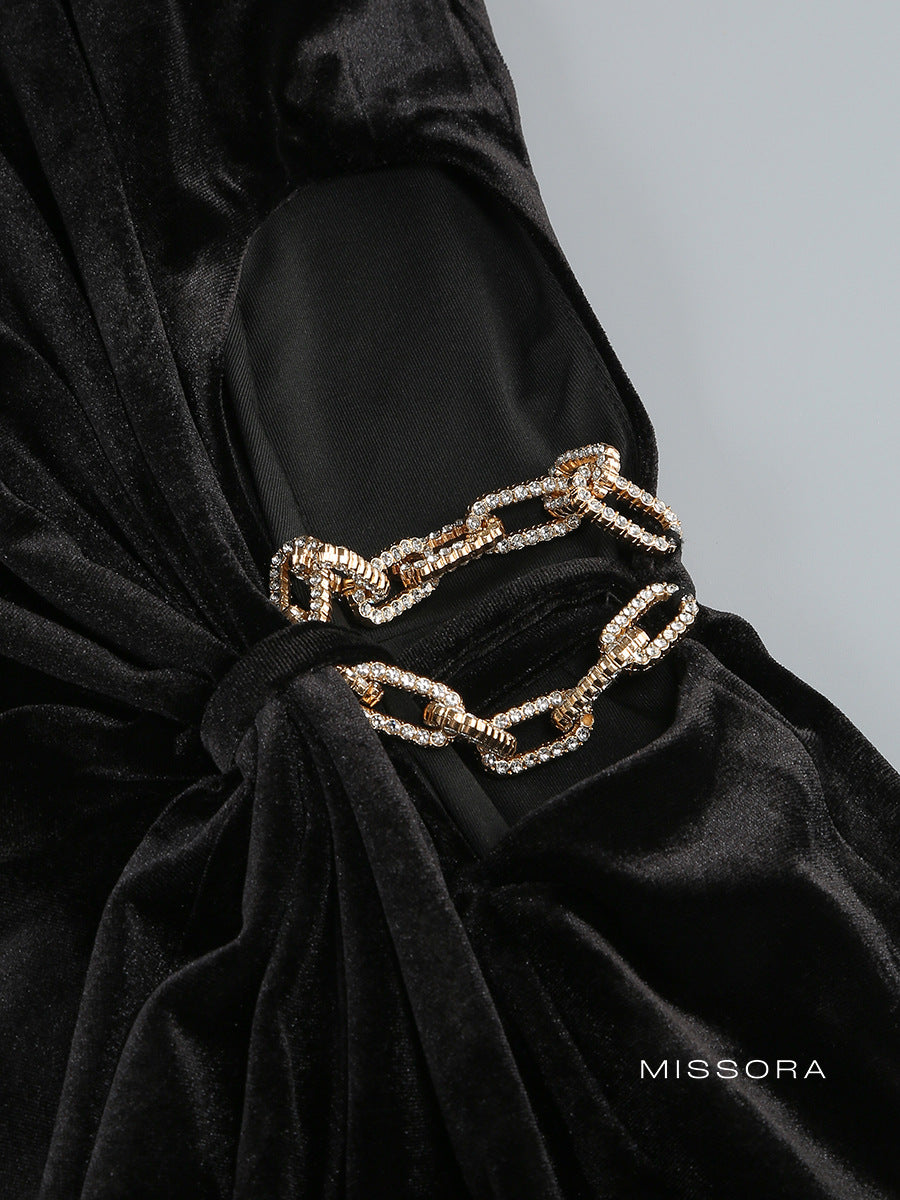 Novella Parlak Kadife Elbise [738JC2GX]