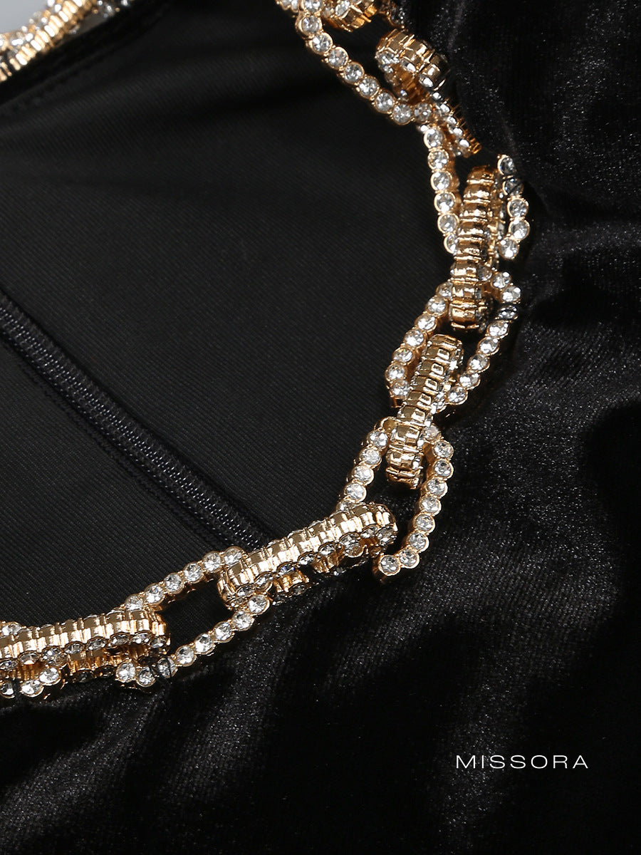 Novella Parlak Kadife Elbise [BKG16LK9]