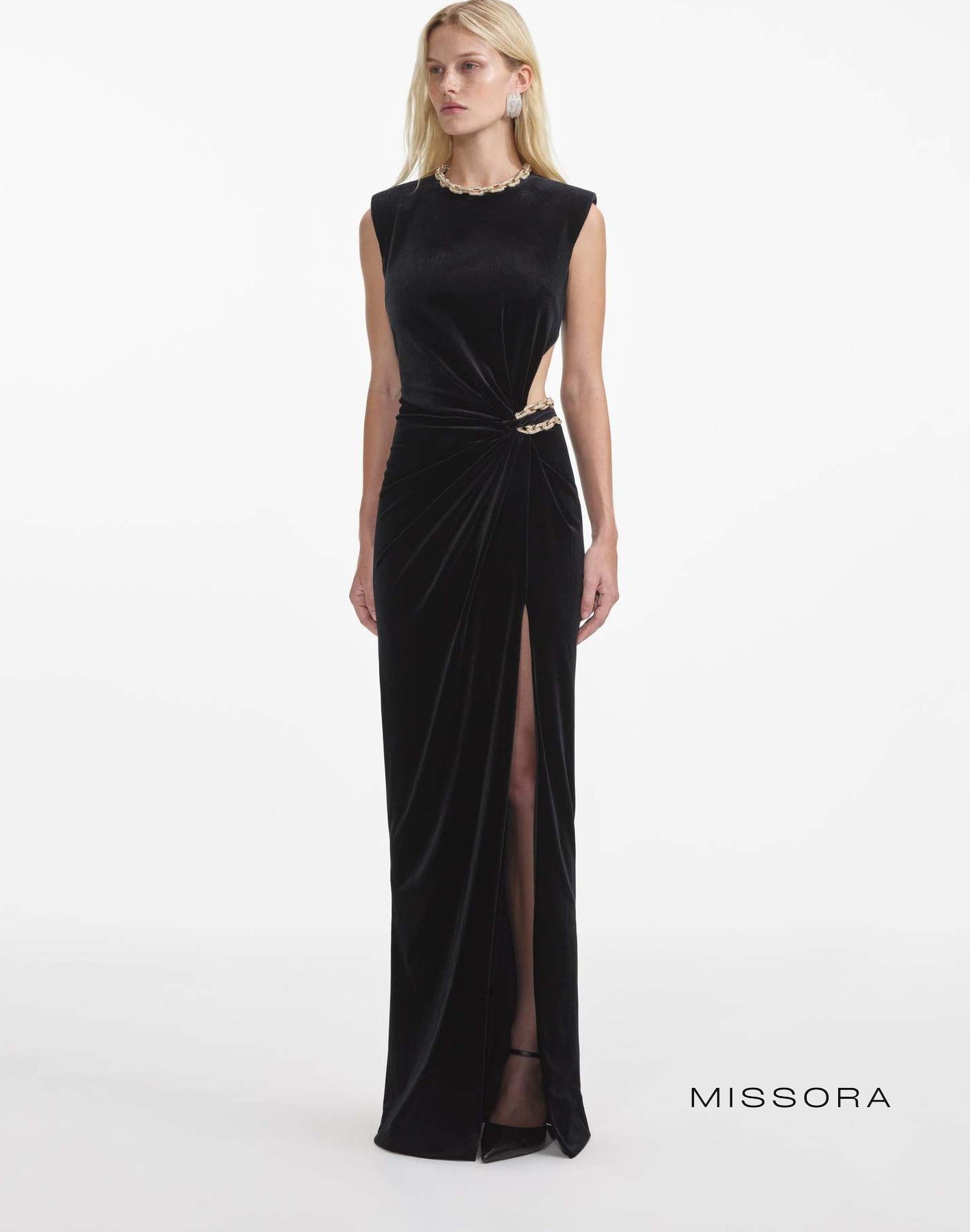 Novella Parlak Kadife Elbise [5L13WRBF]