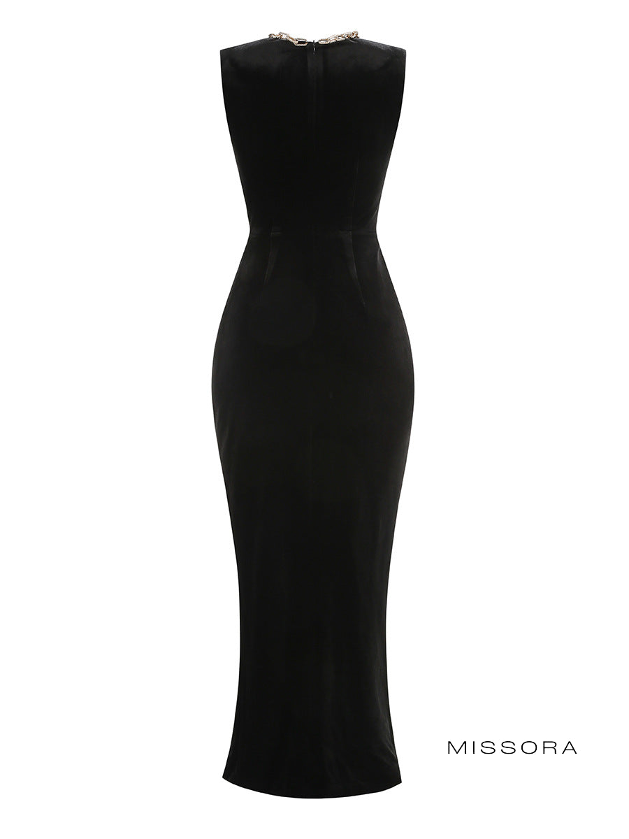 Novella Parlak Kadife Elbise [824EL09B]