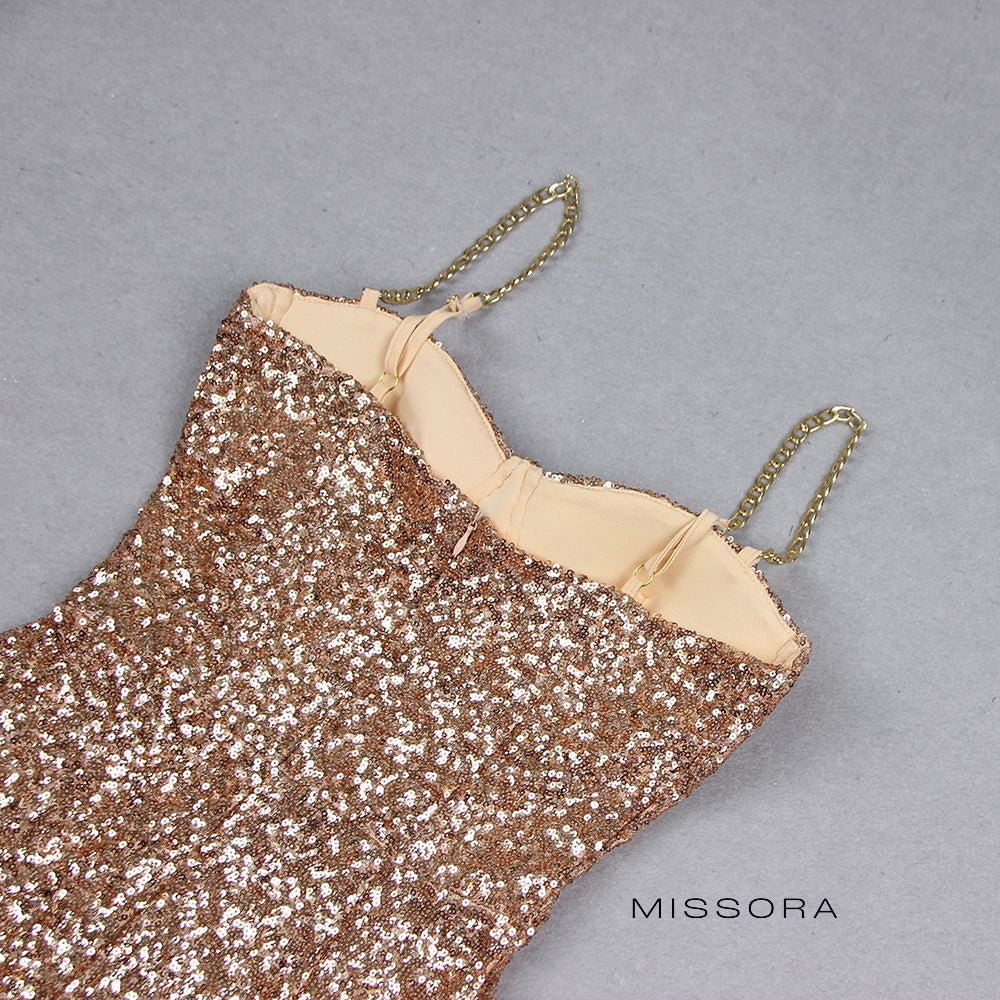 Nya V Yaka Askılı Midi Elbise [BXI9W7N1]