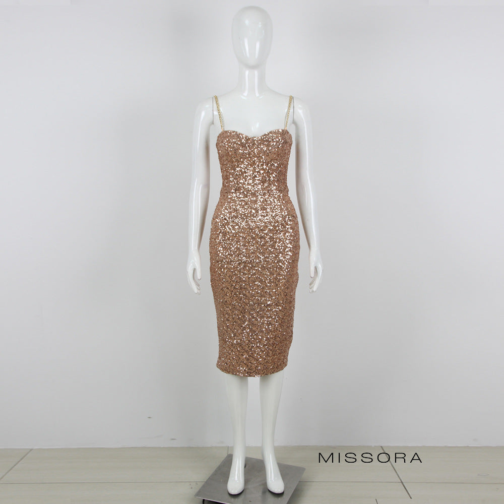 Nya V Yaka Askılı Midi Elbise [7OPQOKRR]