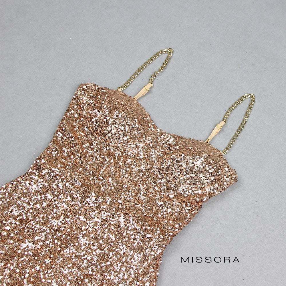 Nya V Yaka Askılı Midi Elbise [26RZO5DI]