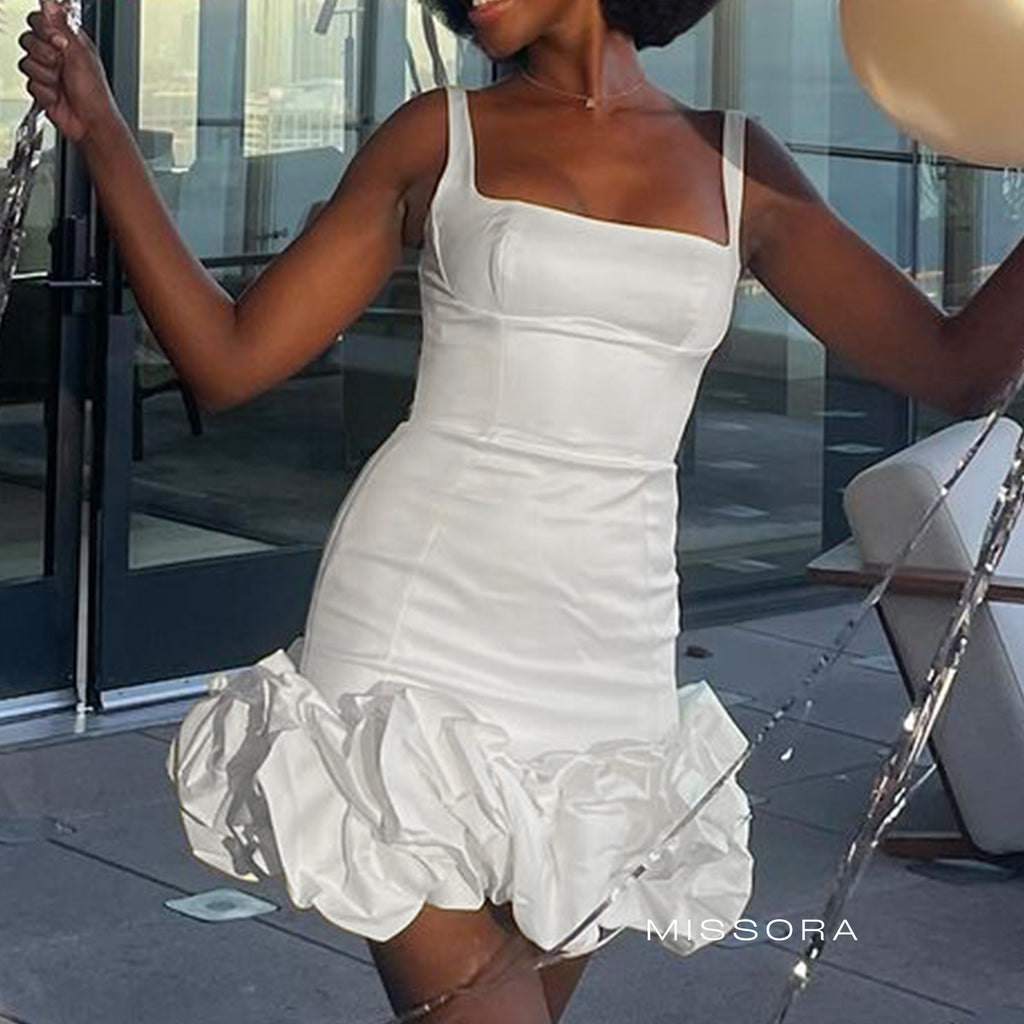 Nyomi Sırt Dekolteli Askılı Mini Elbise [IC7UN219]