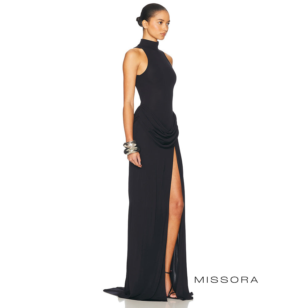 Odalys Yırtmaçlı Büzgülü Maksi Elbise [IDC5VWGJ]