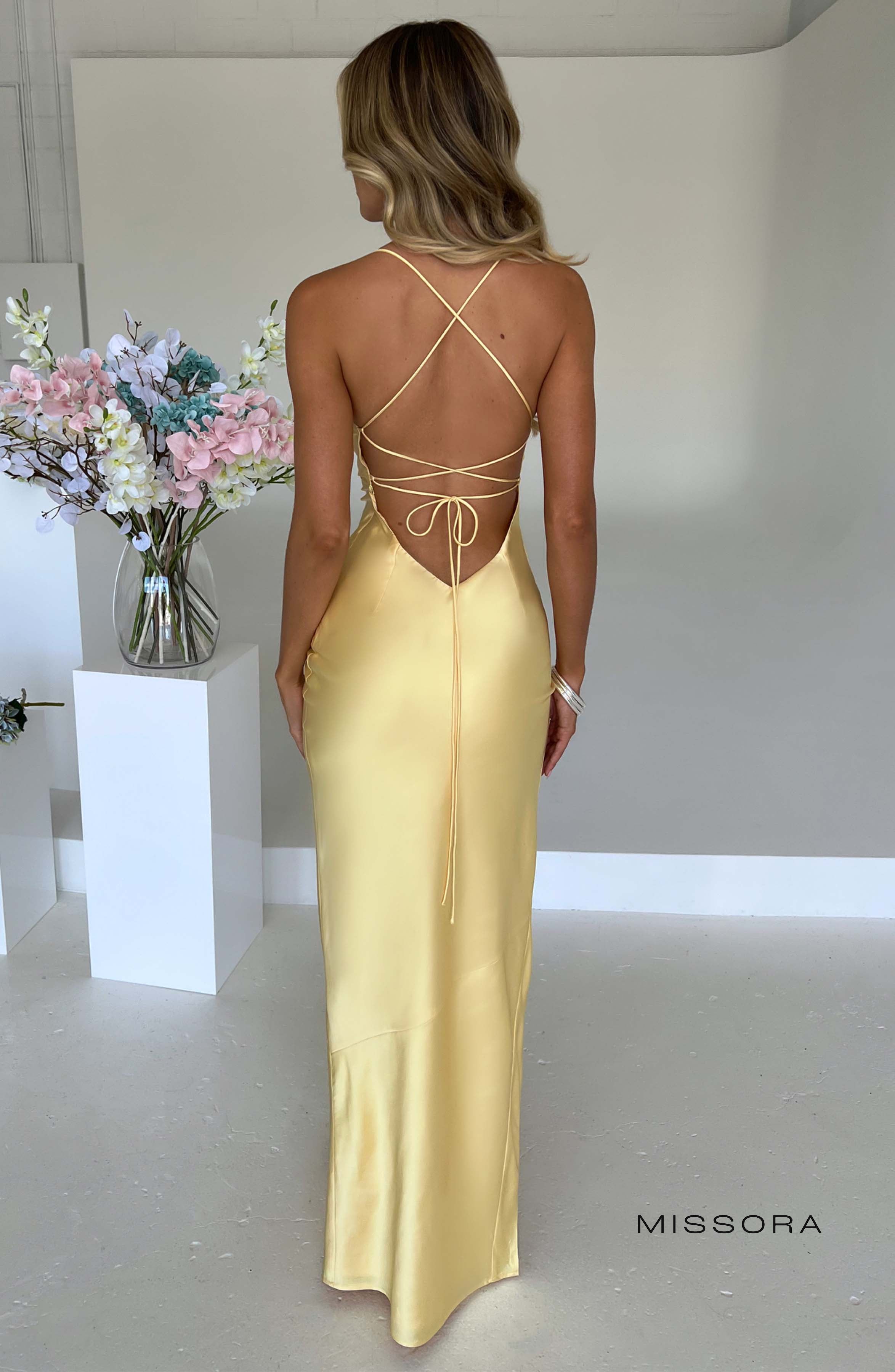 Missora Paxtyn Satin Slit Maxi Dress