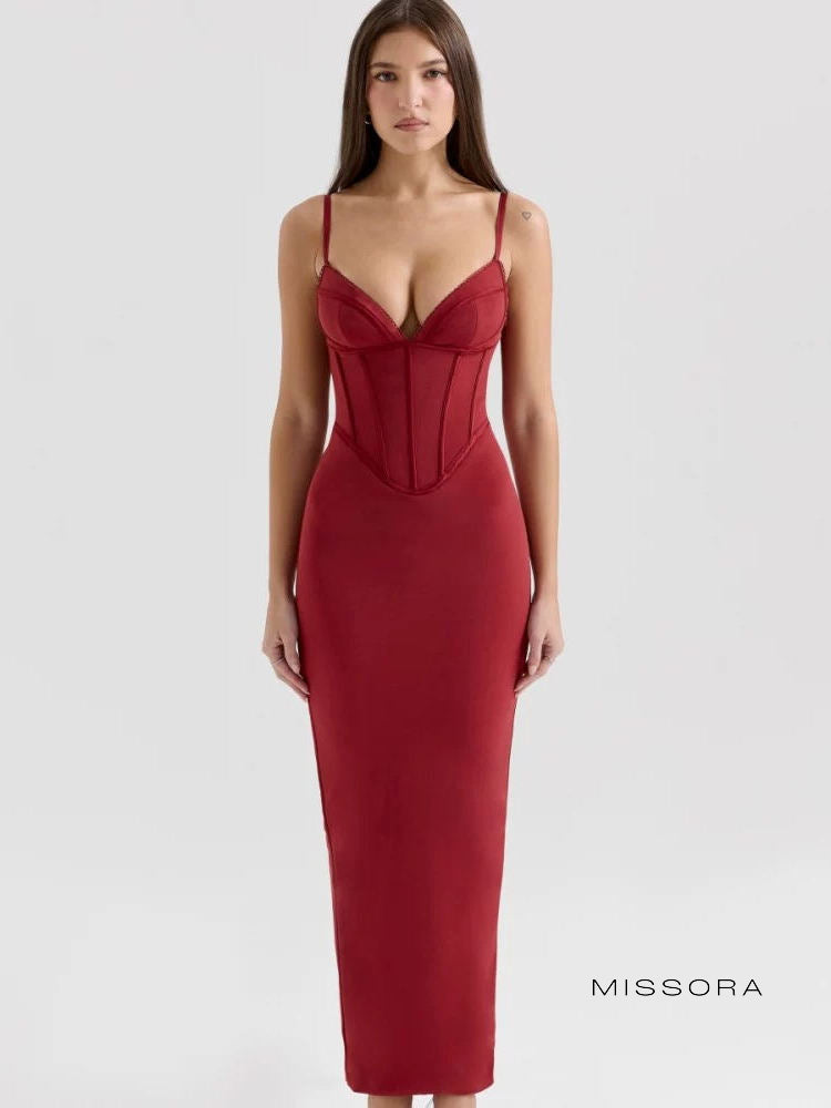 Primrose Kırmızı Straplez File Elbise [IZAT1AY6]