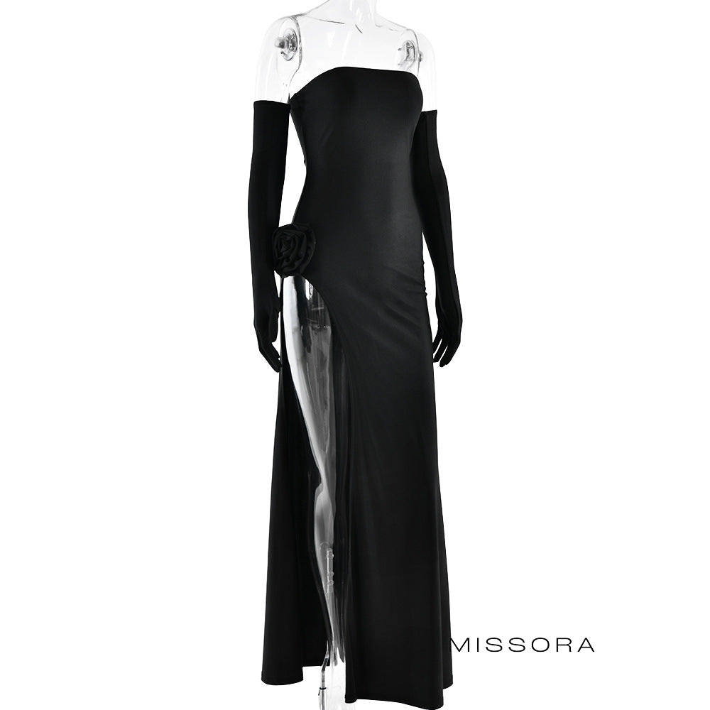 Raina Straplez Saten Elbise [TEV9249F]