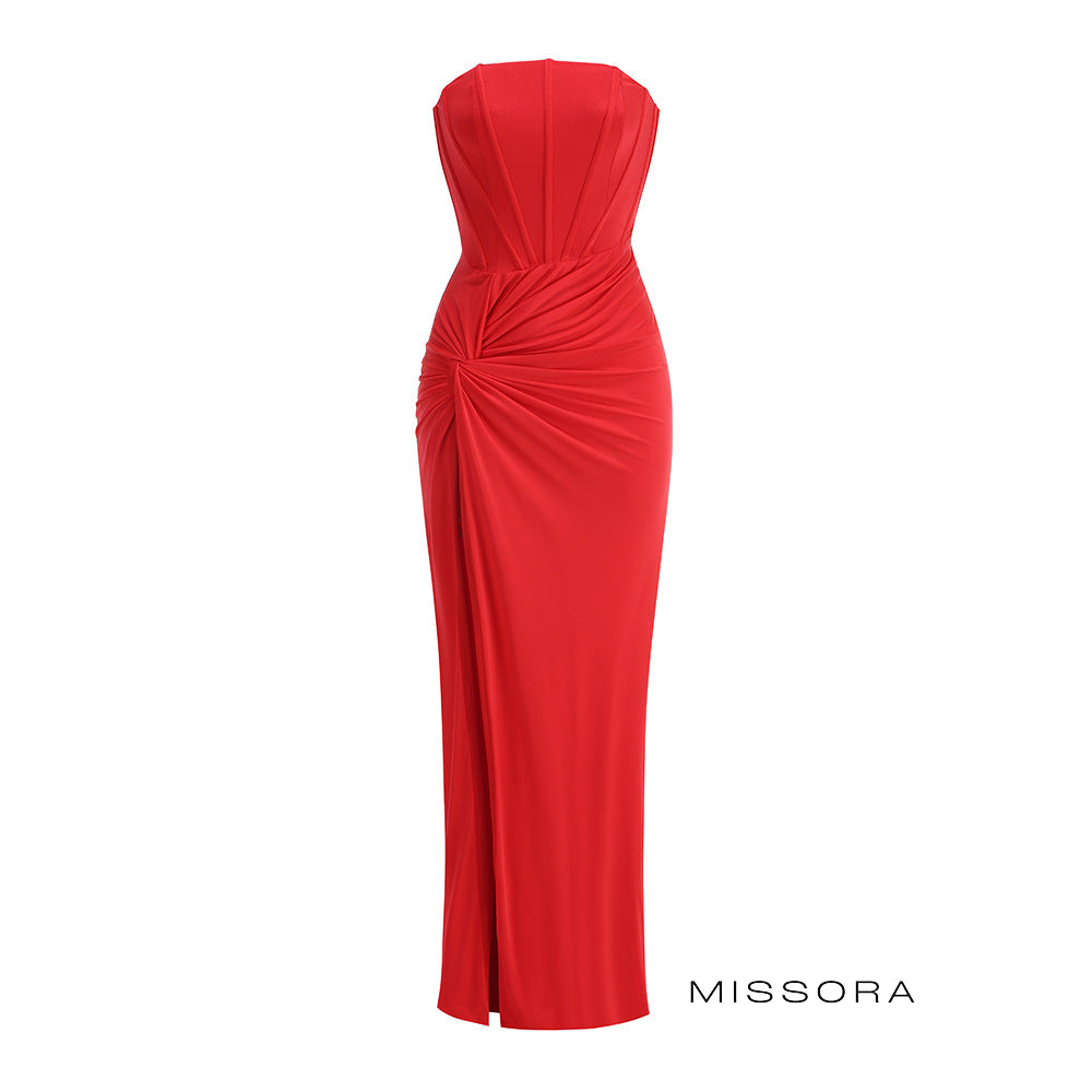 Rana Kırmızı Straplez Maxi Elbise [2F7N9QQ2]