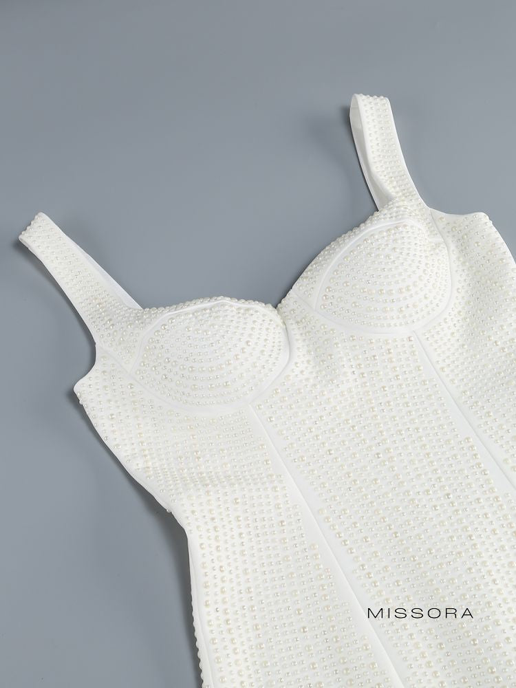 Razan İnci İşlemeli Askılı Mini Elbise [N7H7D1MU]