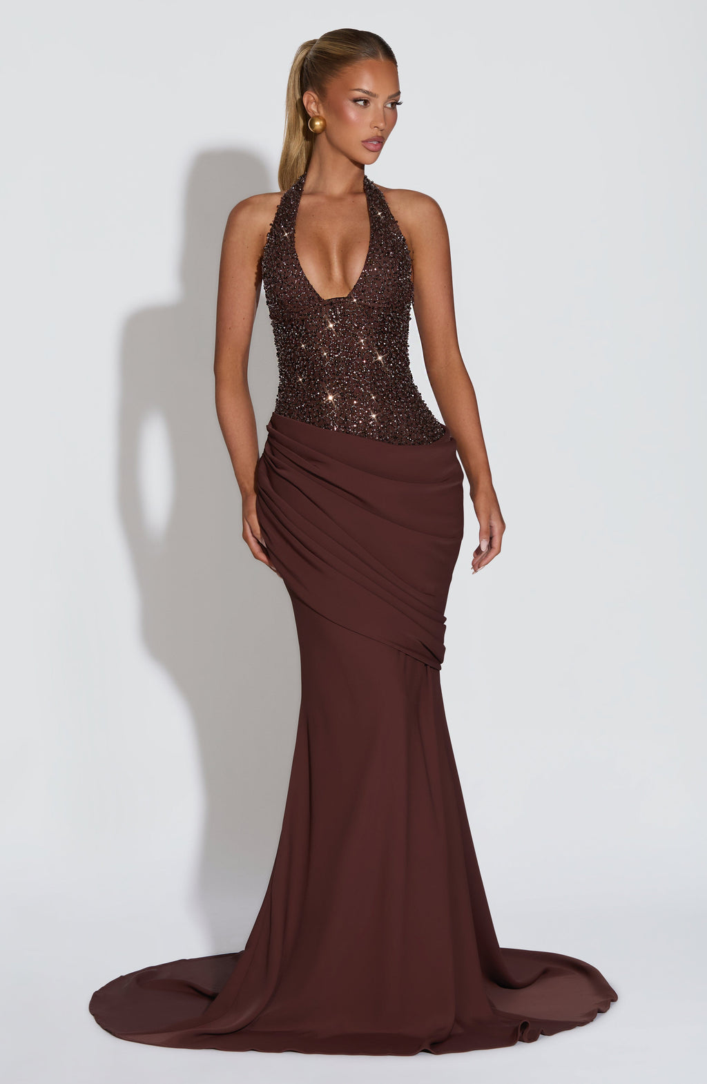 Missora Rose Draped Corset Maxi Dress