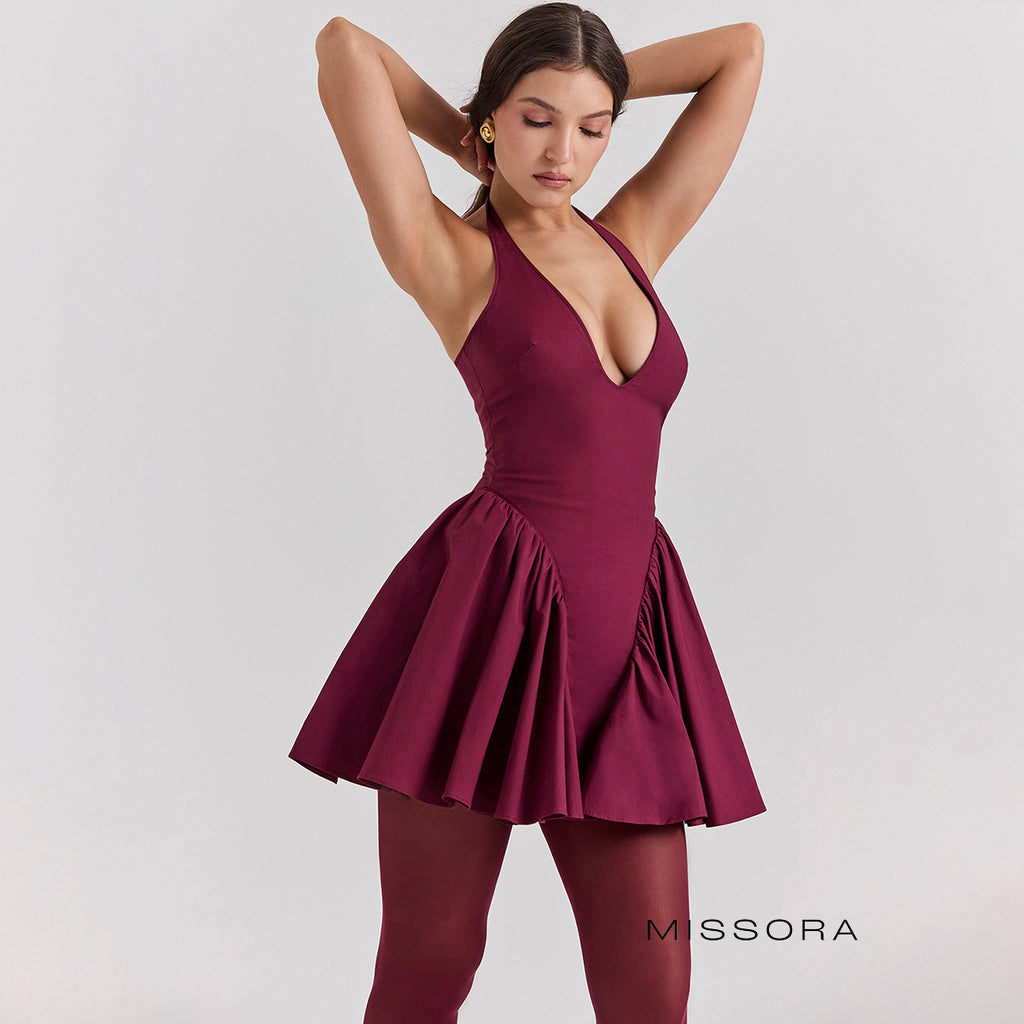 Rozalynn Halter Pli Mini Elbise [6PDBJX8D]