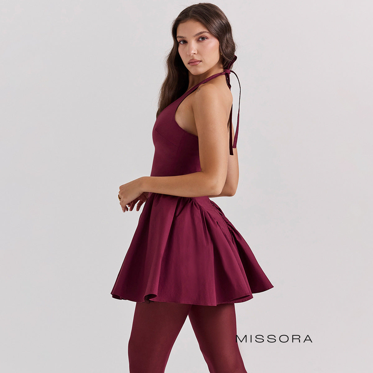 Rozalynn Halter Pli Mini Elbise [PAXLOW0J]