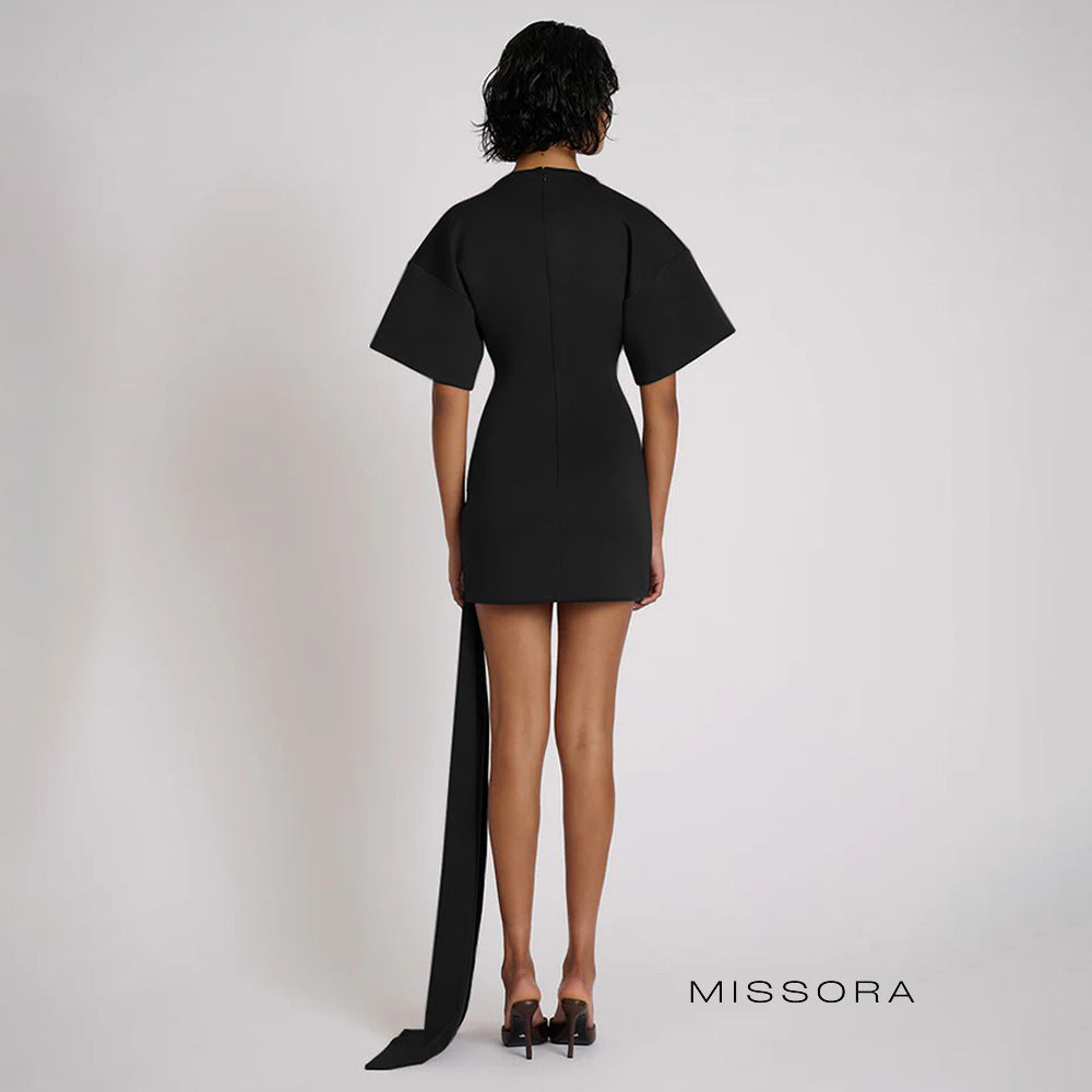 Shaniya Büzgülü Fitilli Mini Elbise [BR35Z38N]